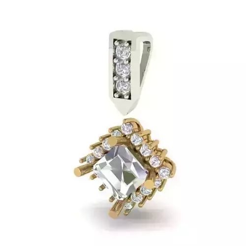 Square Golden Pendant With Diamonds