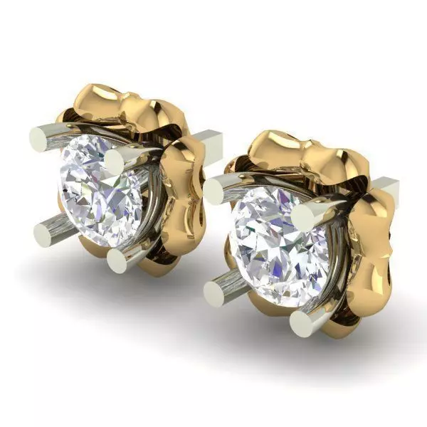 Gold color Eartops With Diamonds 3D print model_0