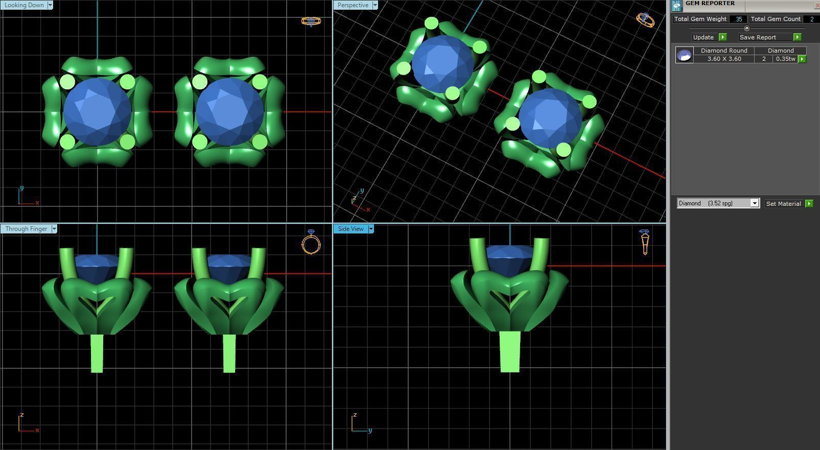 Gold color Eartops With Diamonds 3D print model_1