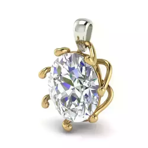 Round Flower Shaped Pendant With Diamond