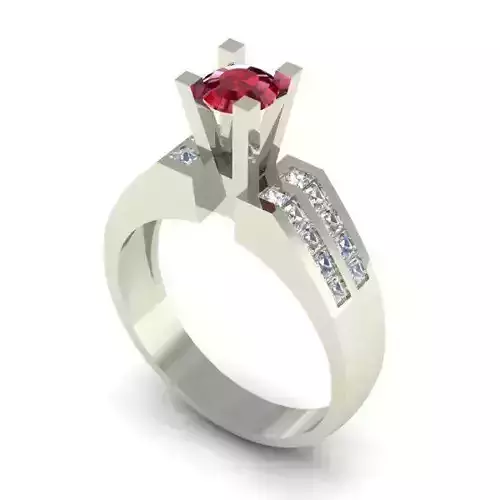 Engagement Ring With Diamonds and Ruby 1