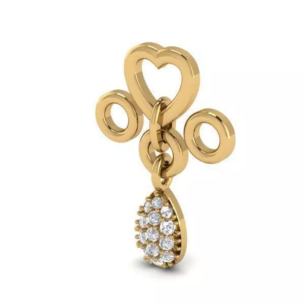 Heart Shaped Gold Color Pendant With Diamonds 3D print model_0
