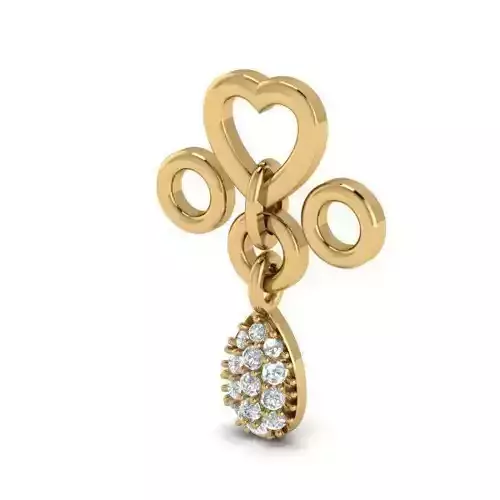 Heart Shaped Gold Color Pendant With Diamonds