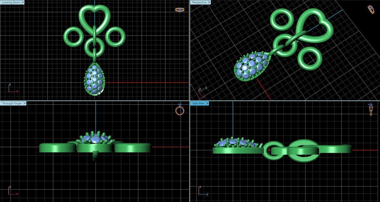Heart Shaped Gold Color Pendant With Diamonds 3D print model_1