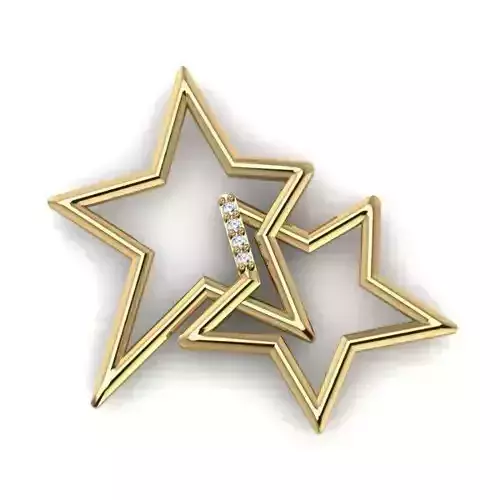 Star Shaped Gold Color Pendant With Diamonds
