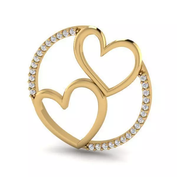 Double Heart Pendant With Diamonds 3D print model_0