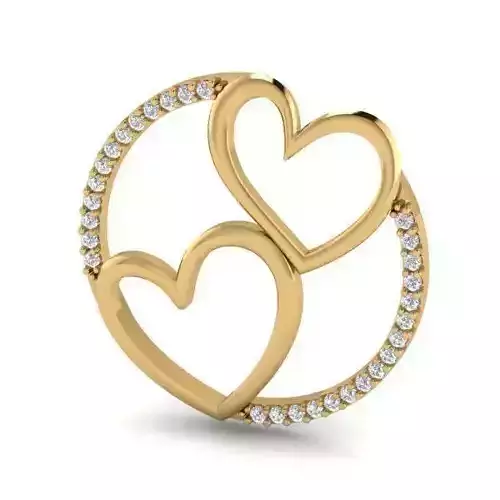 Double Heart Pendant With Diamonds 3D print model
