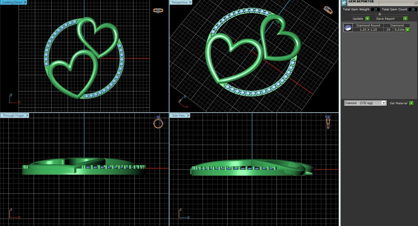 Double Heart Pendant With Diamonds 3D print model_1