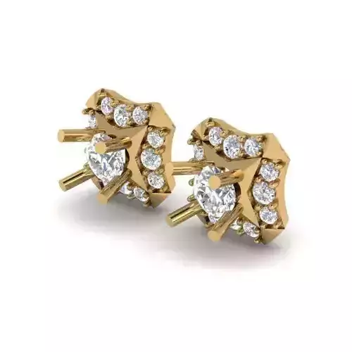 Gold Color Eartops With Diamonds 7