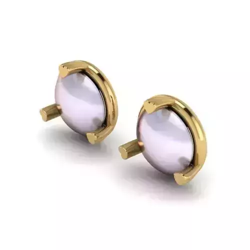 Round Eartops With Pearl
