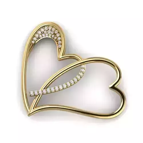 Heart Shaped Gold Color Pendant With Diamonds 3