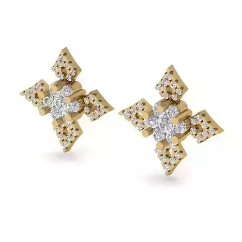 Flower Shaped Eartops With Diamonds 8