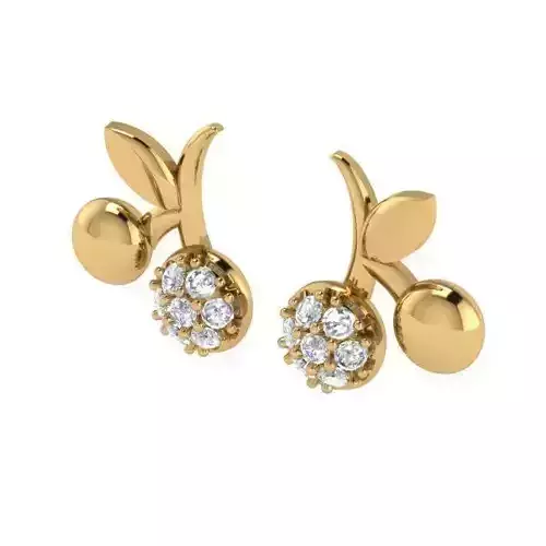 Floral Design Eartops With Diamonds