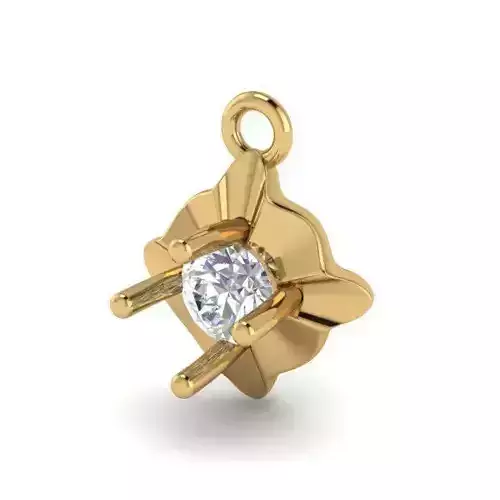 Golden Square Pendant With Diamond