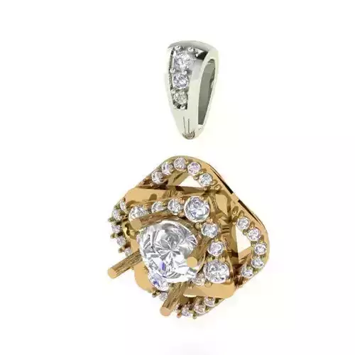 Golden Square Pendant With Diamond 1