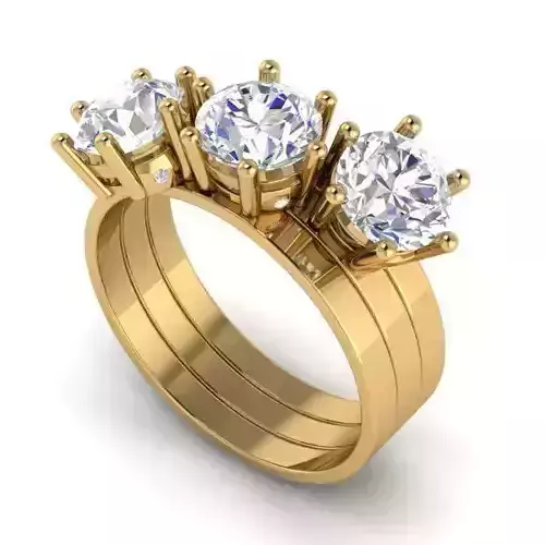 Wide Band Gold Color Wedding Ring With Diamonds