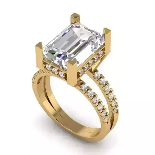 Rectangular Shape Engagement Ring With Diamonds 2