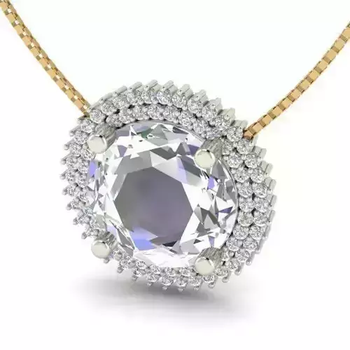 Round Halo Pendant With Diamonds 2