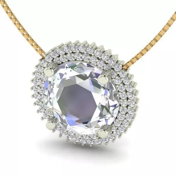 Round Halo Pendant With Diamonds 2 3D print model_0