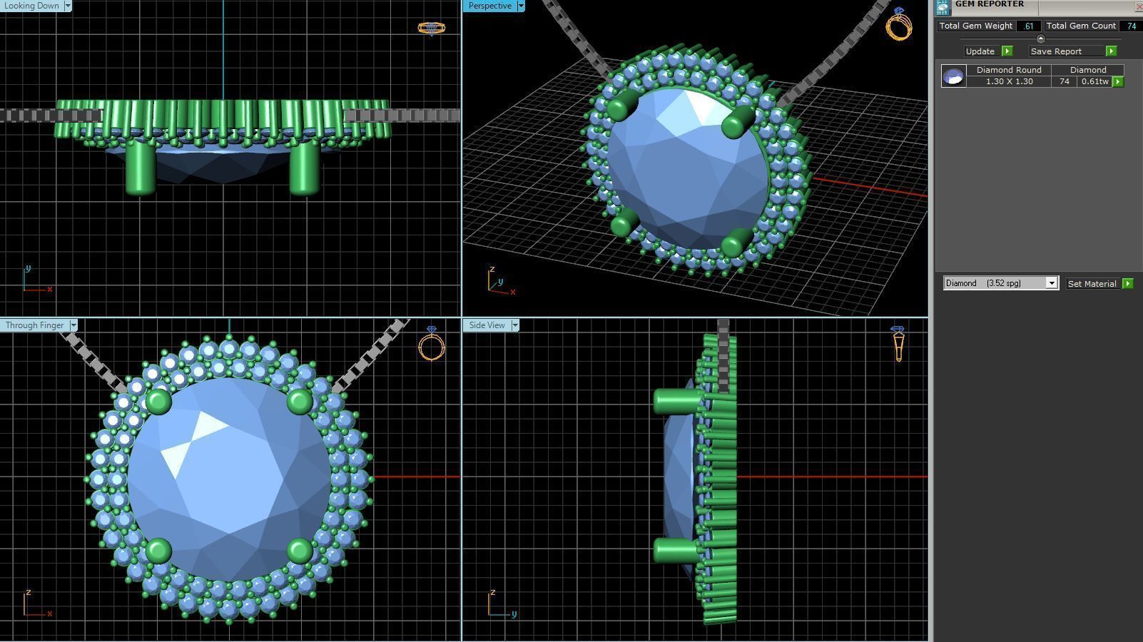 Round Halo Pendant With Diamonds 2 3D print model_1