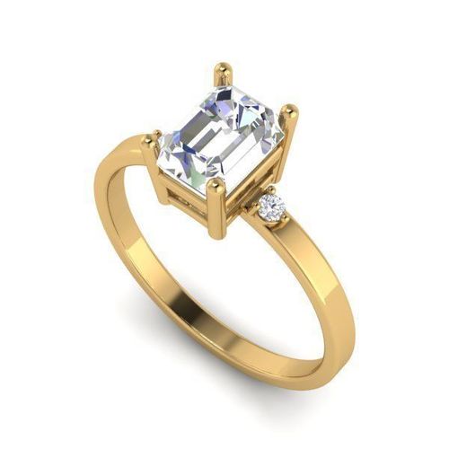 Gold Color Engagement Ring With Diamonds 24 3D print model