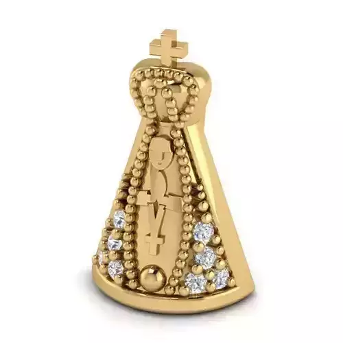 Church Bell Shaped Pendant With Diamonds 3D print model