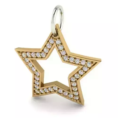 Star Shaped Gold Color Pendant With Diamonds 2