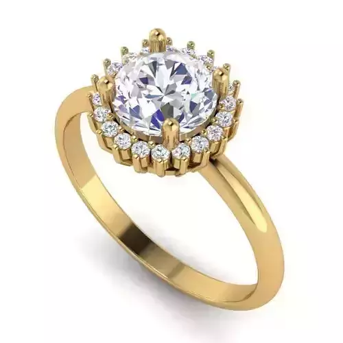 Round Shaped Halo Engagement Ring With Diamonds 3