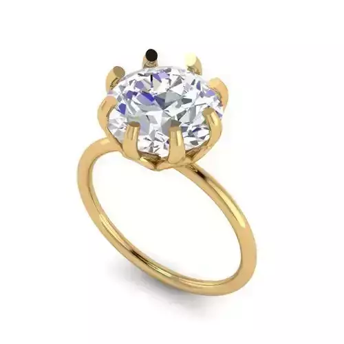 Thin Gold Color Engagement Ring With Diamonds 3D print model