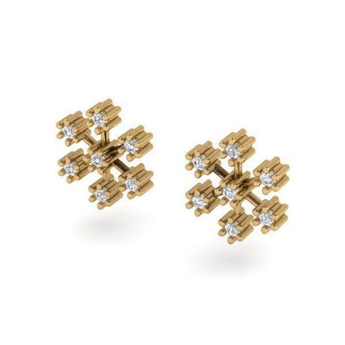 Flower Shaped Eartops With Diamonds 9 3D print model