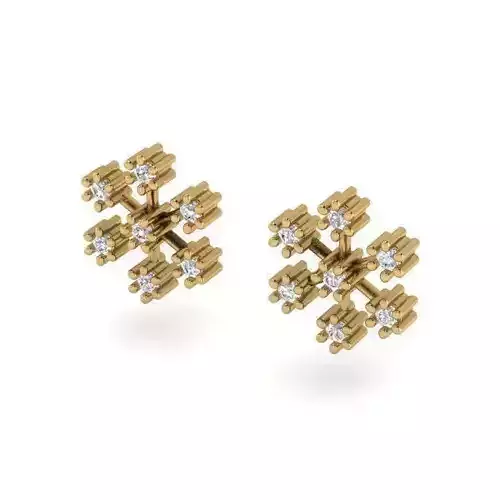Flower Shaped Eartops With Diamonds 9 3D print model