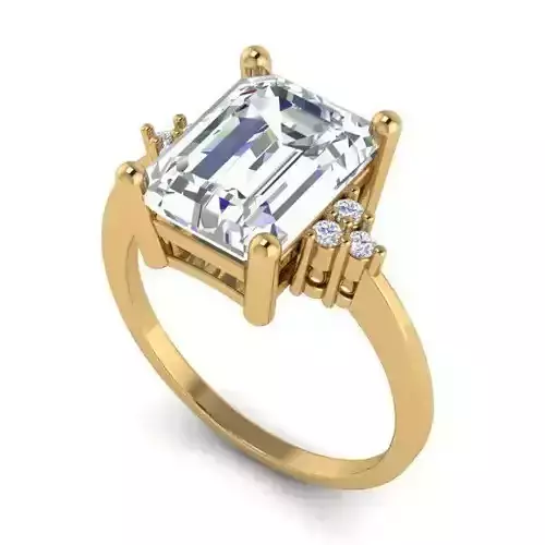 Rectangular Shape Diamond Engagement Ring 2