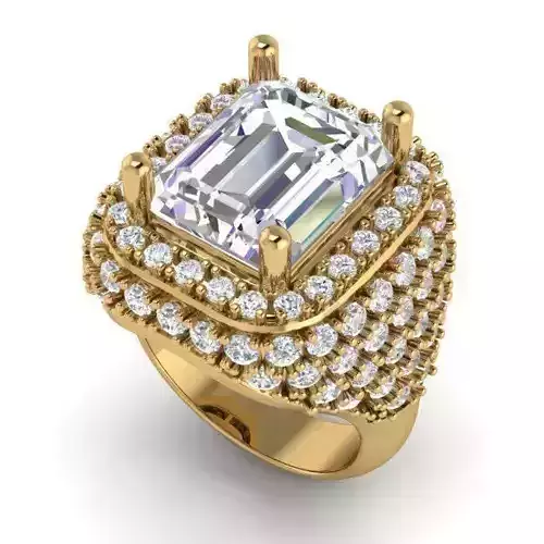 Wide Halo Engagement Ring With Diamonds