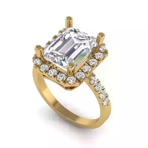 Rectangular Shape Engagement Ring With Diamonds 3 3D print model