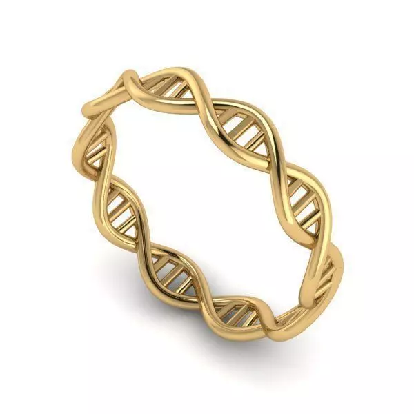 Twisted DNA Shape Golden Engagement Ring 1 3D print model