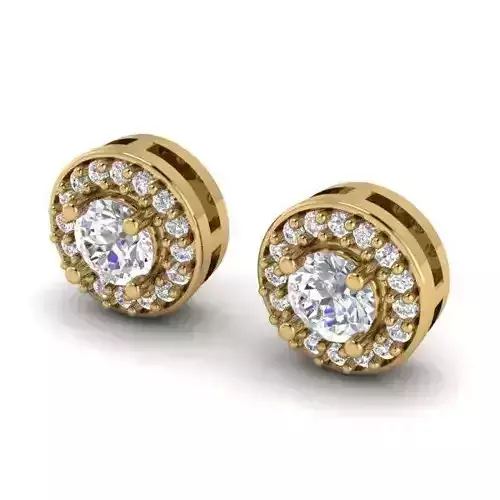 Round Halo Eartops With Diamonds 1