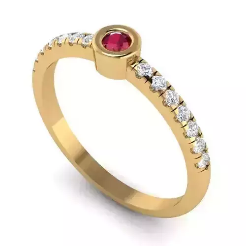 Engagement Ring With Diamond and Ruby