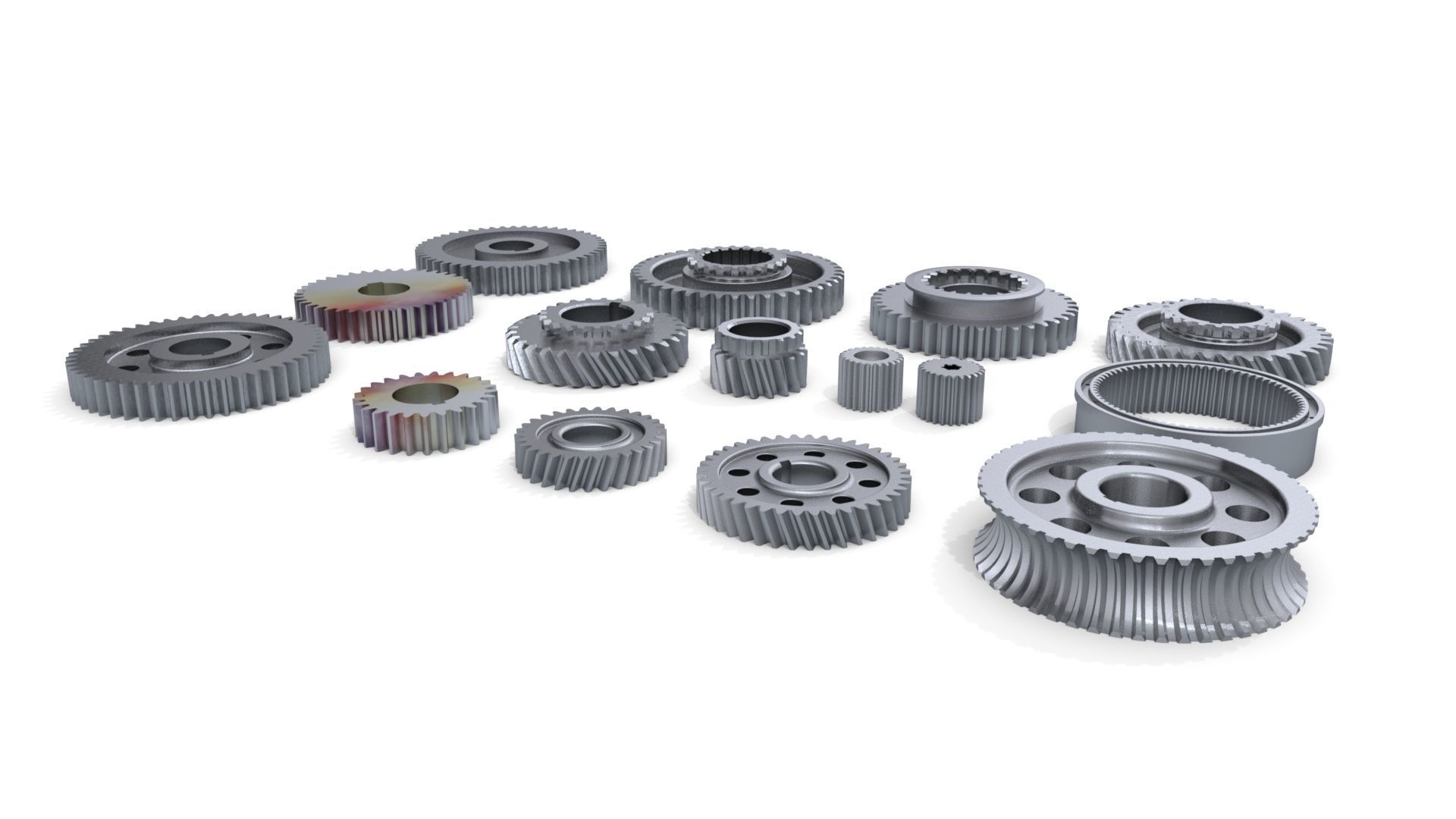 Gears set Gear 3D model Low-poly 3D model_1