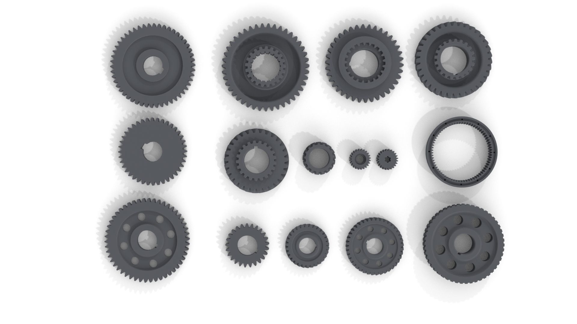Gears set Gear 3D model Low-poly 3D model_4