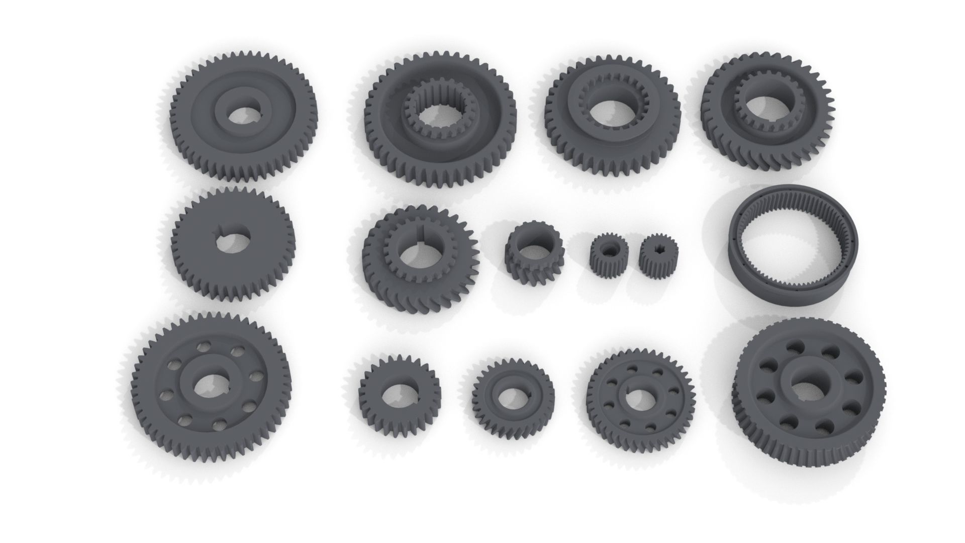 Gears set Gear 3D model Low-poly 3D model_3