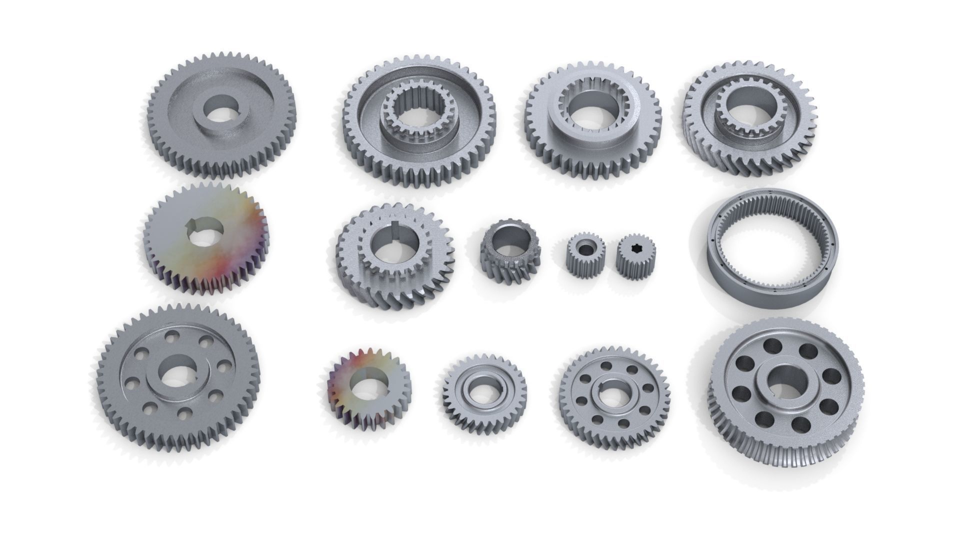 Gears set Gear 3D model Low-poly 3D model_2