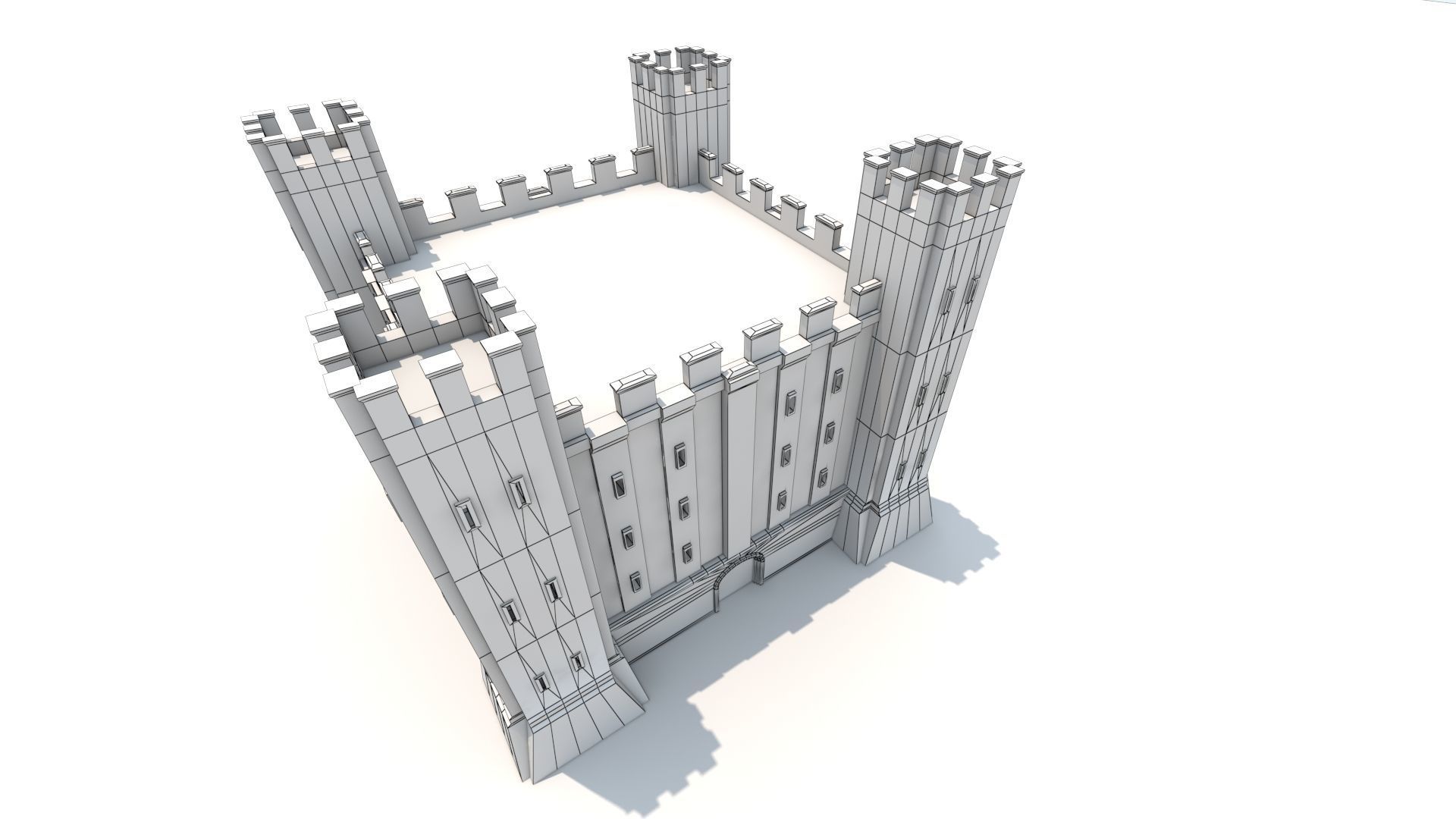 Medieval fortress interior and exterior 3D model_8