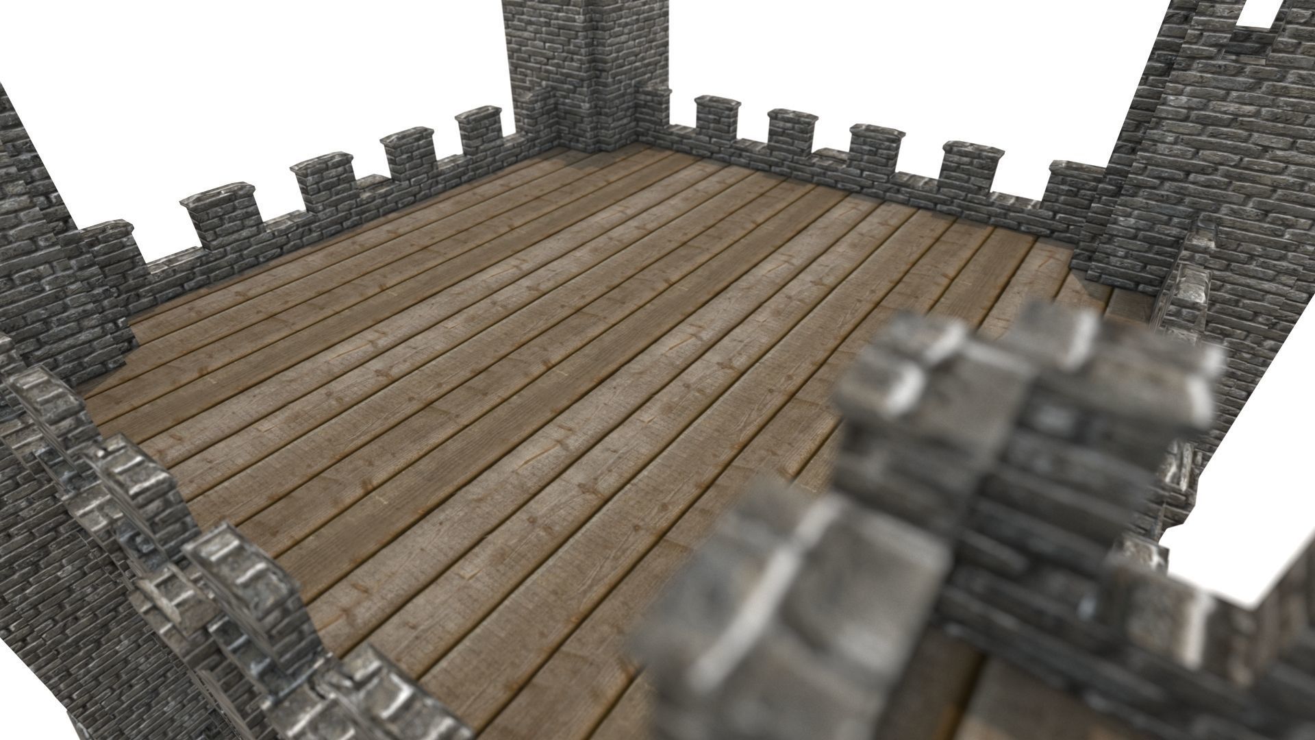 Medieval fortress interior and exterior 3D model_3