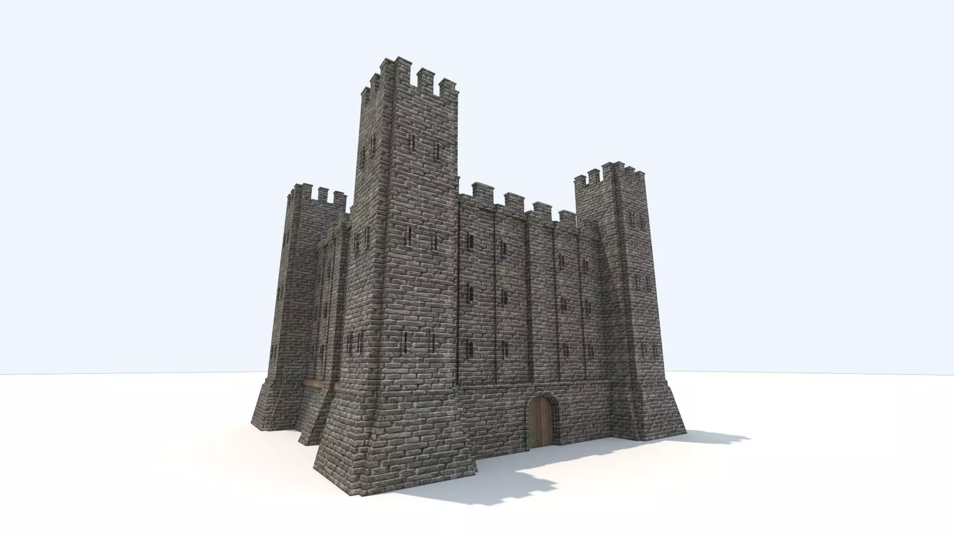 Medieval fortress interior and exterior 3D model_0