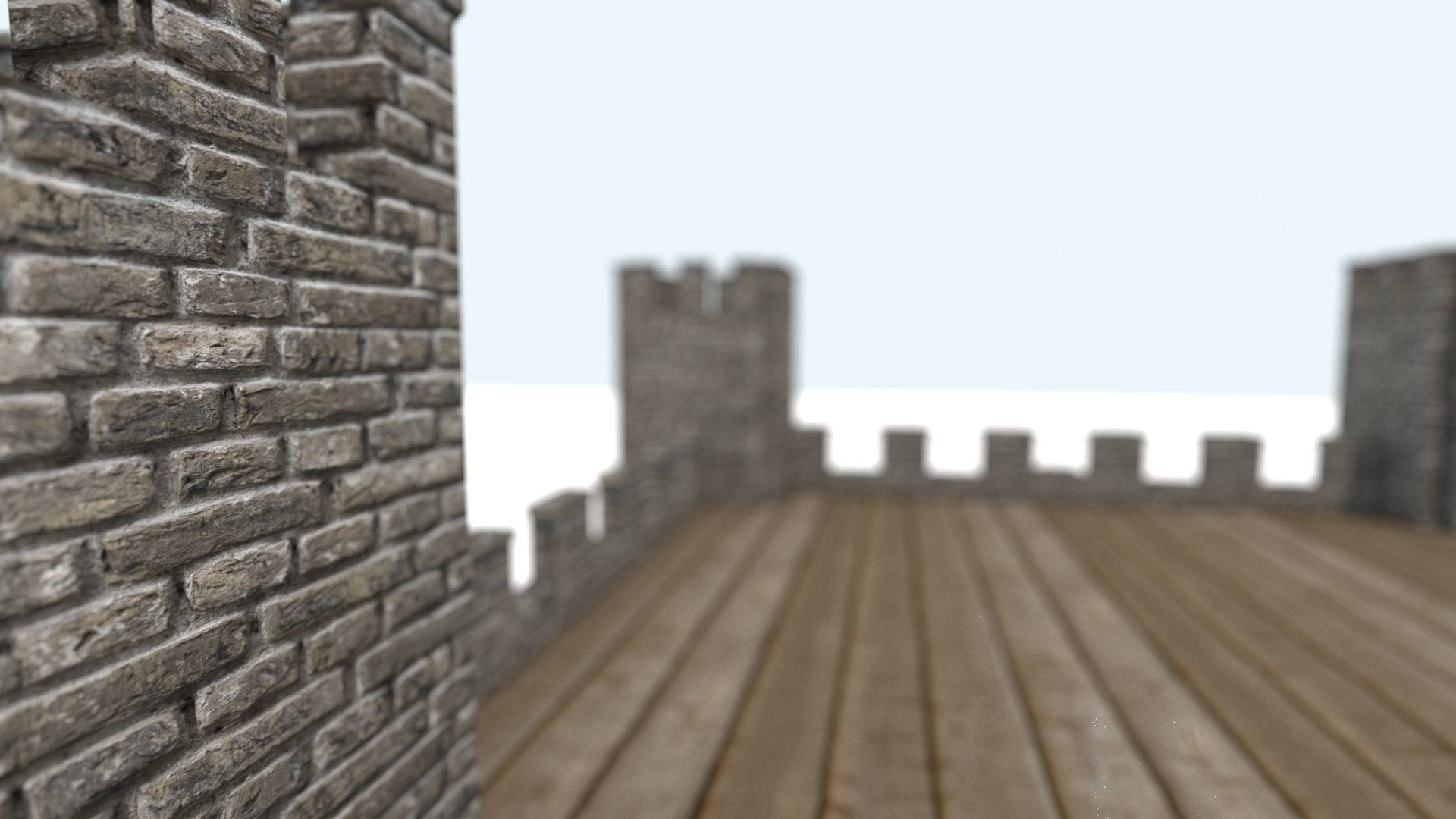 Medieval fortress interior and exterior 3D model_4