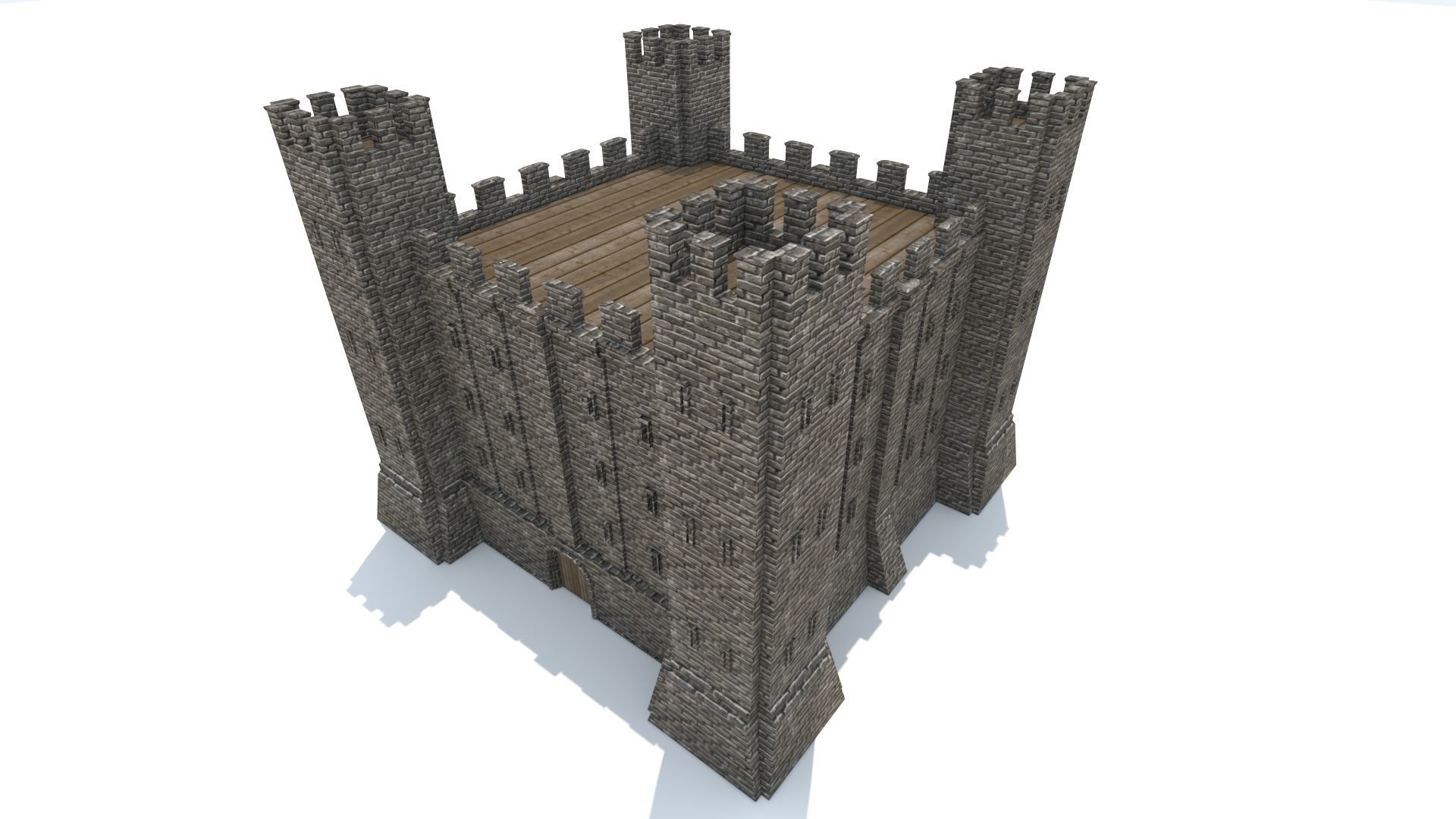Medieval fortress interior and exterior 3D model_1