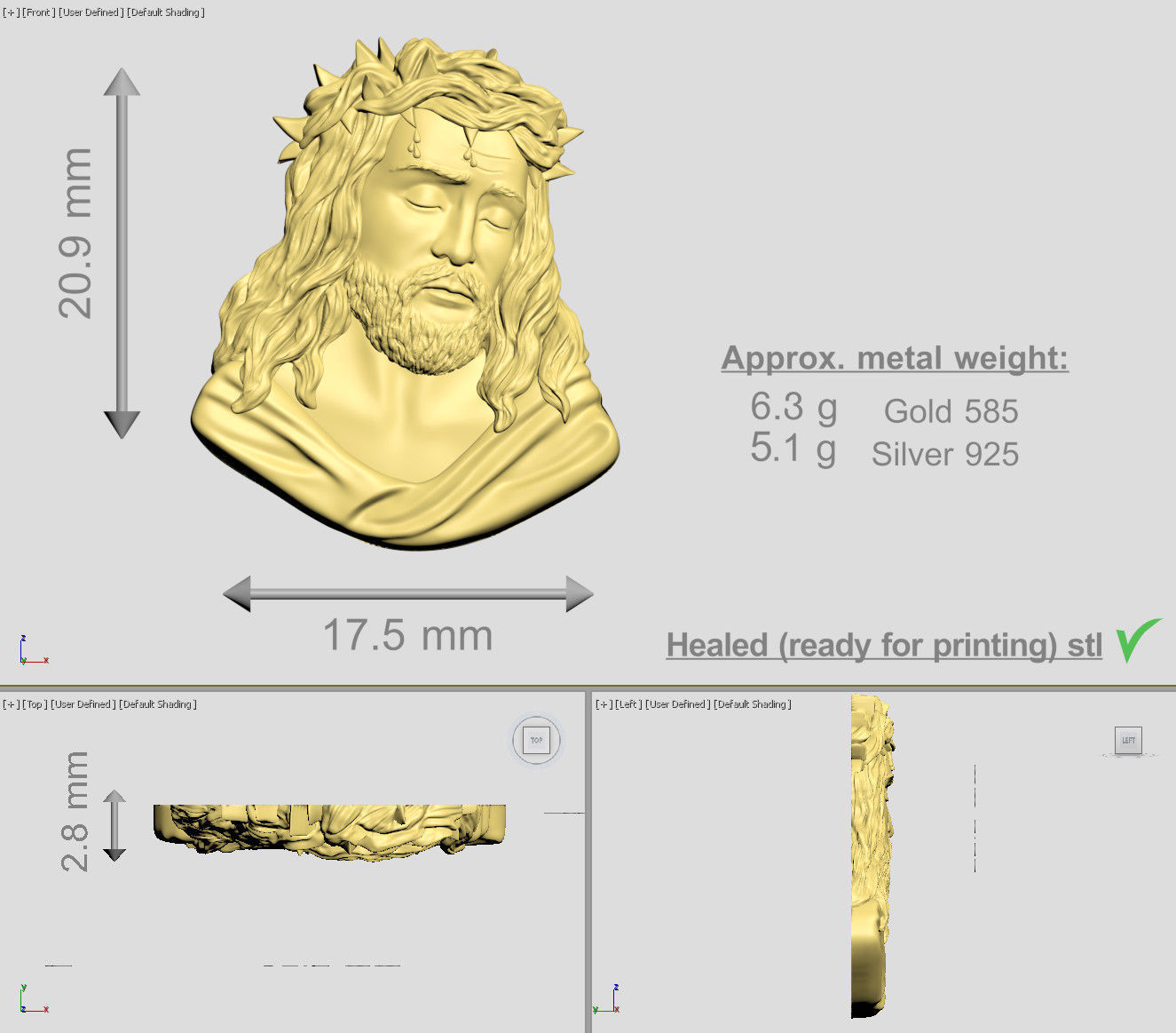 Jesus representation of face 3D print model_2