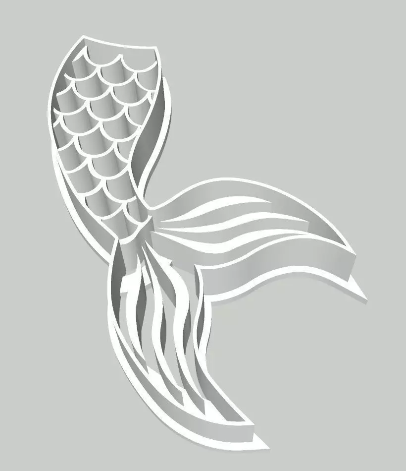 Mermaid Tail Cookie Fondant Cutter 3D print model_0