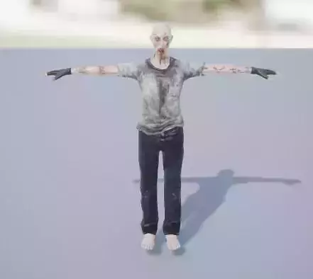 Low poly zombie rigged and animated 