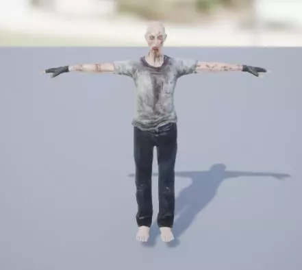 Low poly zombie rigged and animated 3D model